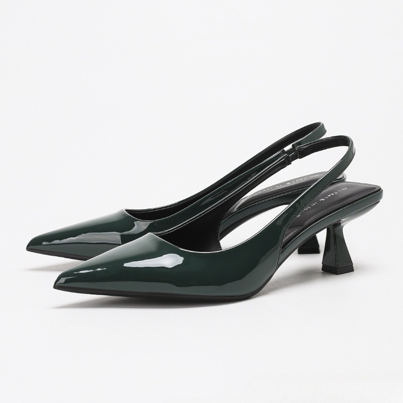 Slingback Heel Formal - エレガントなバックレスハイヒール、女性用高級パテントレザーブランドデザイナー、ローヒールサンダル、レディース快適オフィスフォーマルパンプス