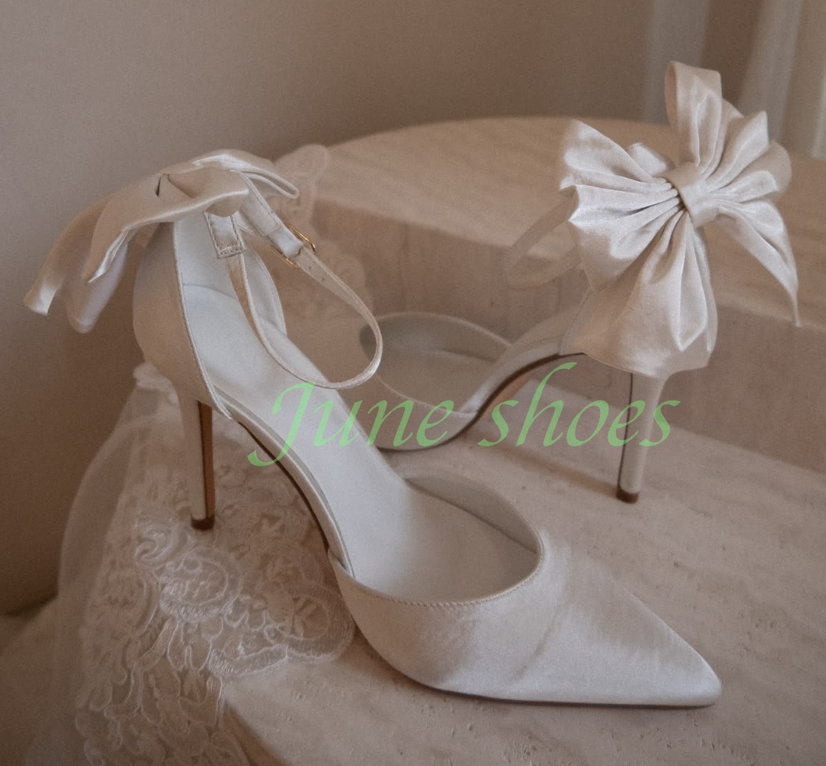 Slingback Heel Formal - 女性用アイボリーサテンポインテッドトゥアンクルストラップスリングバックハイヒールパンプスバックボウタイスティレットヒールウェディングブライダルエレガントフォーマル46