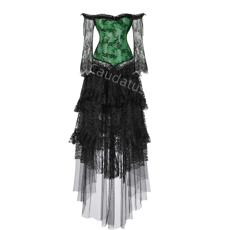 コルセットドレスプラスサイズロングスカートセットセクシーなビ - Women'S Green Formal Wear のレビューと価格