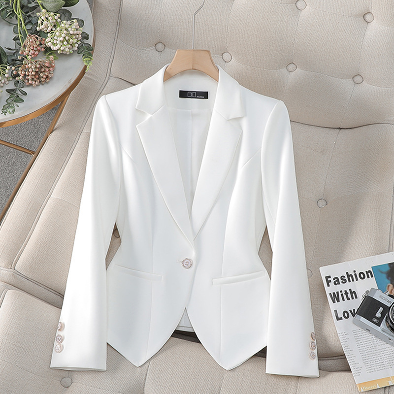 新しいファッション女性フォーマルブレザー女性赤白黒オフィスス - Women Formal Wear Black And White のレビューと価格