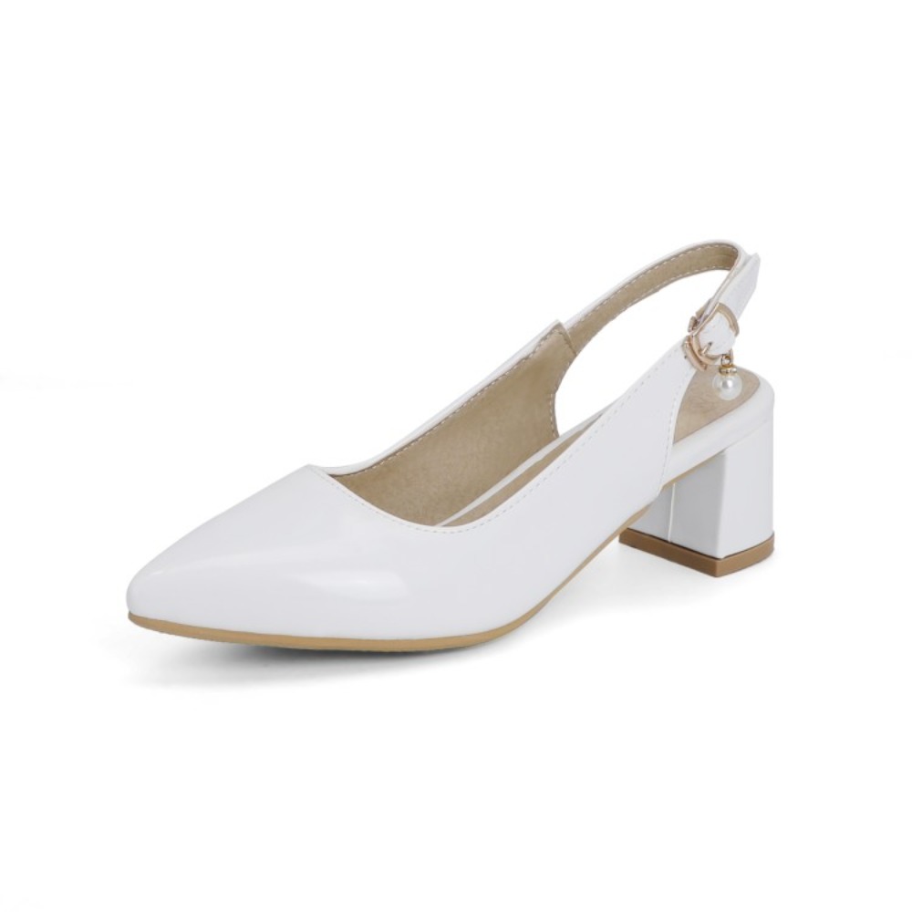 パテントレザースリングバックパンプス女性ポインテッドトゥブロ - Slingback Heel Formal のレビューと価格
