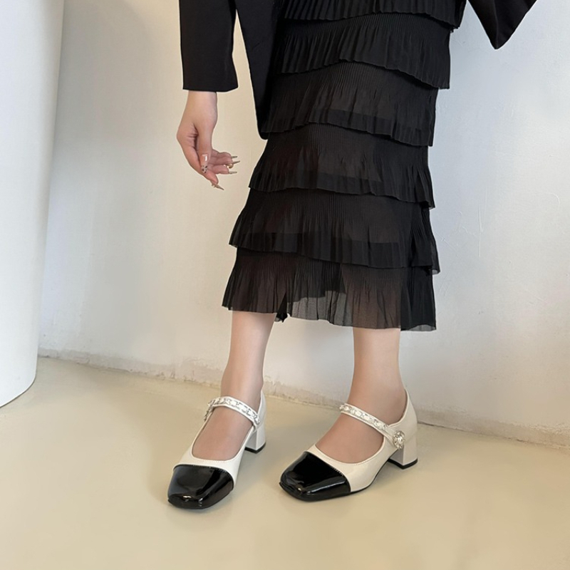 2026年 パールクラスプ 厚底ハイヒール ブラック ホワイ - Women Formal Wear Black And White のレビューと価格