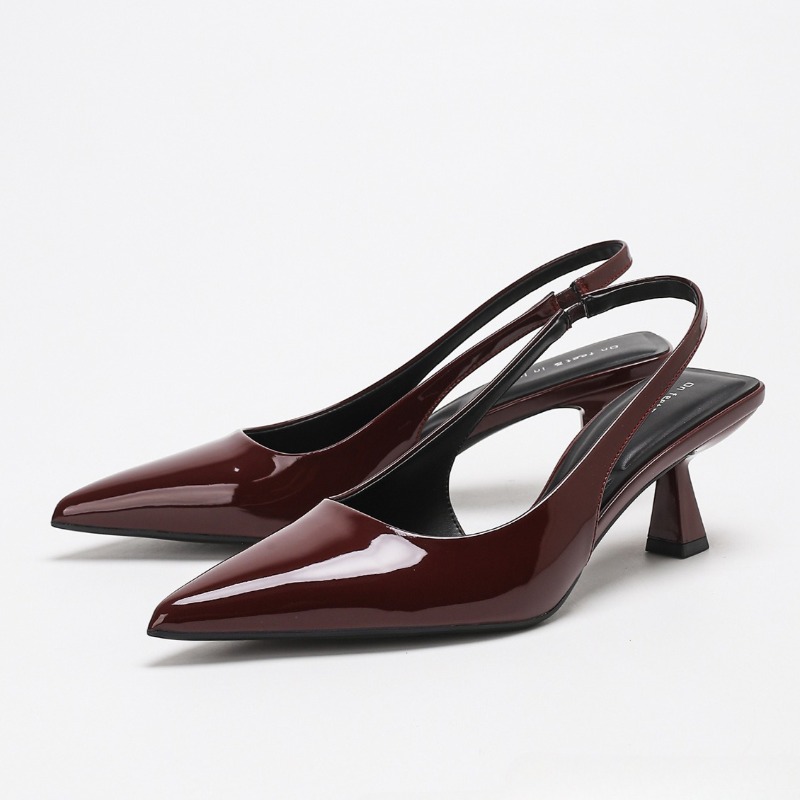エレガントなバックレスハイヒール、女性用高級パテントレザーブ - Slingback Heel Formal のレビューと価格