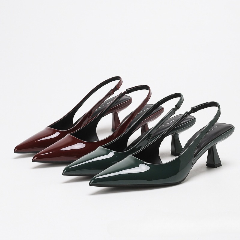 エレガントなバックレスハイヒール、女性用高級パテントレザーブ - Slingback Heel Formal のレビューと価格