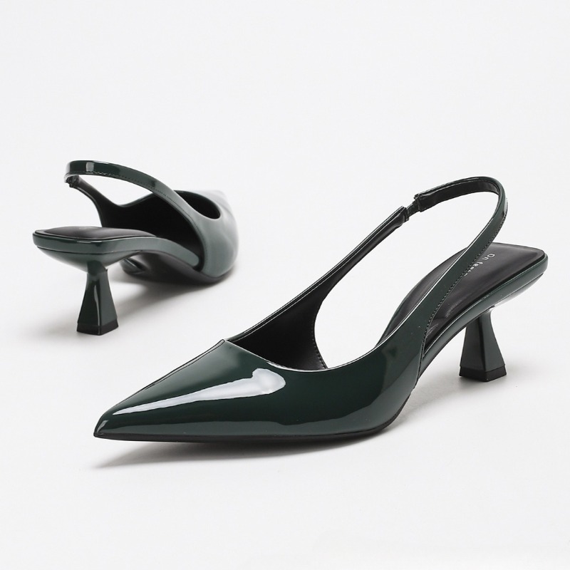 エレガントなバックレスハイヒール、女性用高級パテントレザーブ - Slingback Heel Formal のレビューと価格