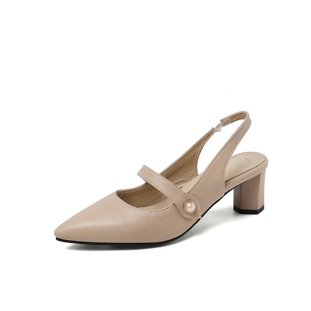 夏の新作エレガントなベージュと黒のスリングバックサンダル、女 - Slingback Heel Formal のレビューと価格