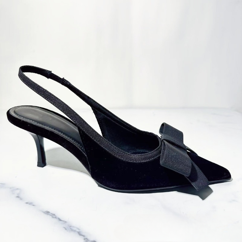 女性用の黒の先のとがったつま先のスリングバックパンプス、細い - Slingback Heel Formal のレビューと価格