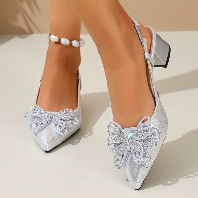 レディース スリングバック ポインテッドトゥ ブロックヒール - Slingback Heel Formal のレビューと価格