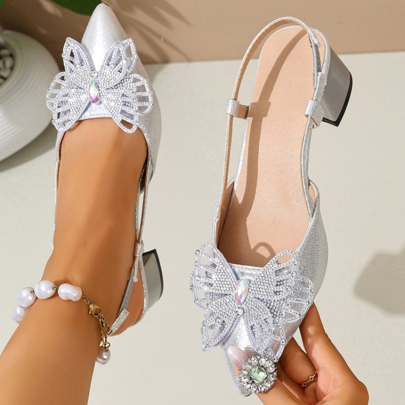 レディース スリングバック ポインテッドトゥ ブロックヒール - Slingback Heel Formal のレビューと価格