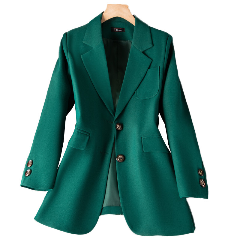 女性用長袖シングルブレストジャケット,フォーマルコート,青, - Women'S Green Formal Wear のレビューと価格