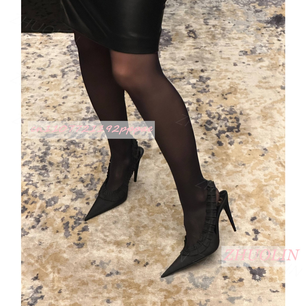スリングバックヒール バーガンディ プリーツサテン ラッフル - Slingback Heel Formal のレビューと価格