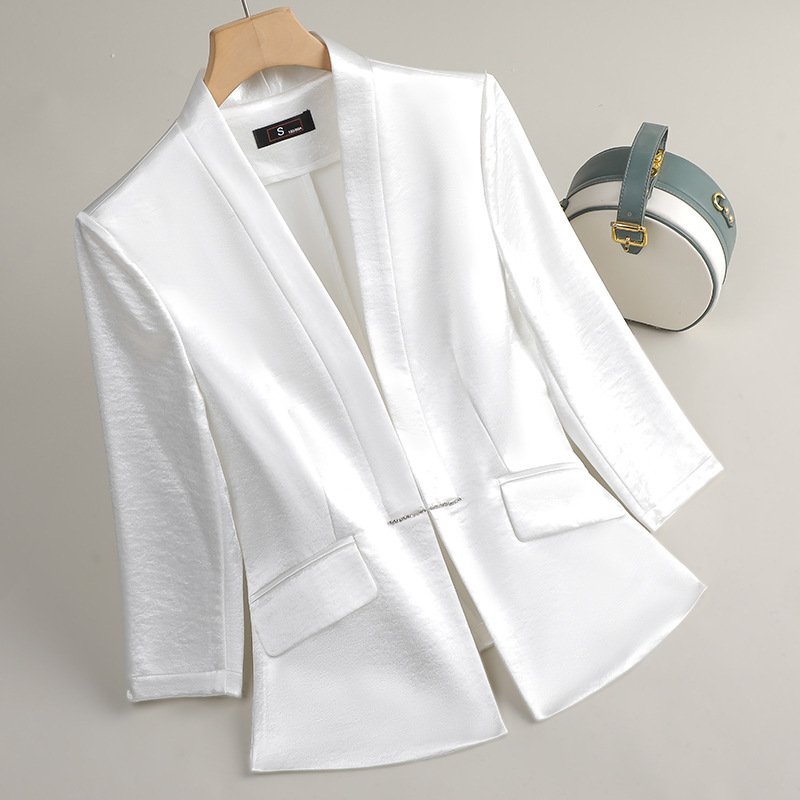 プロフェッショナル女性ブラックホワイトブルーブレザー春夏新作 - Women Formal Wear Black And White のレビューと価格